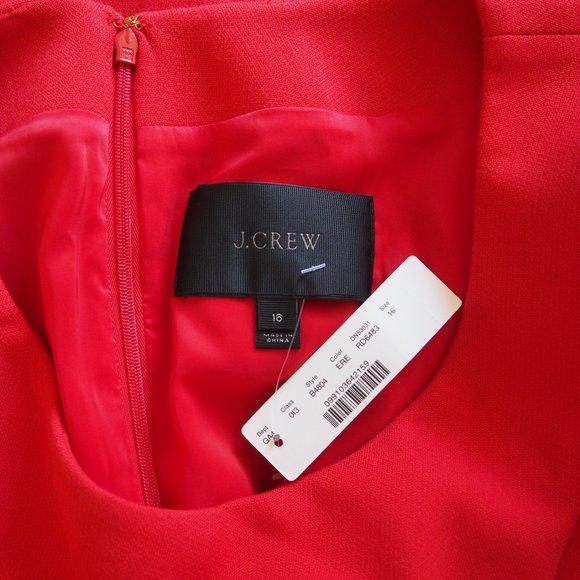 NWT J. Crew Electric Red Double Zip Shift Dress sz 16 - Picture 10 of 10